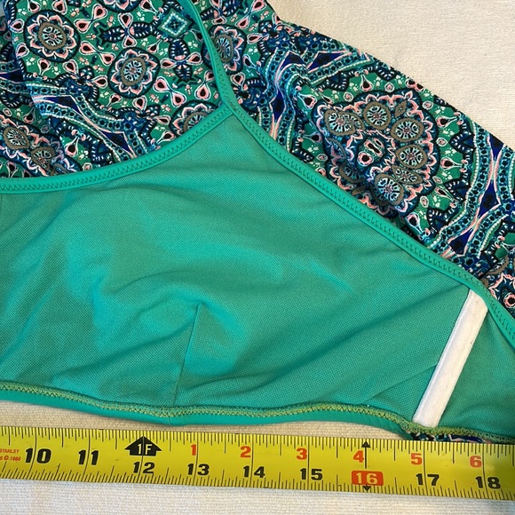 Jessica Simpson Halter Bikini Top Gypsy Life Flounce Teal multi, Large - Picture 9 of 9